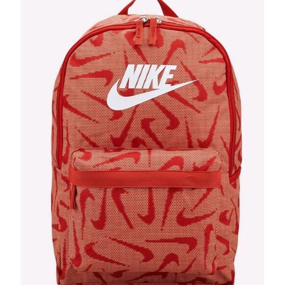 Nike Heritage Backpack 25L Orange Swoosh Logo Laptop School Work 05553 DQ5653 - Picture 1 of 9